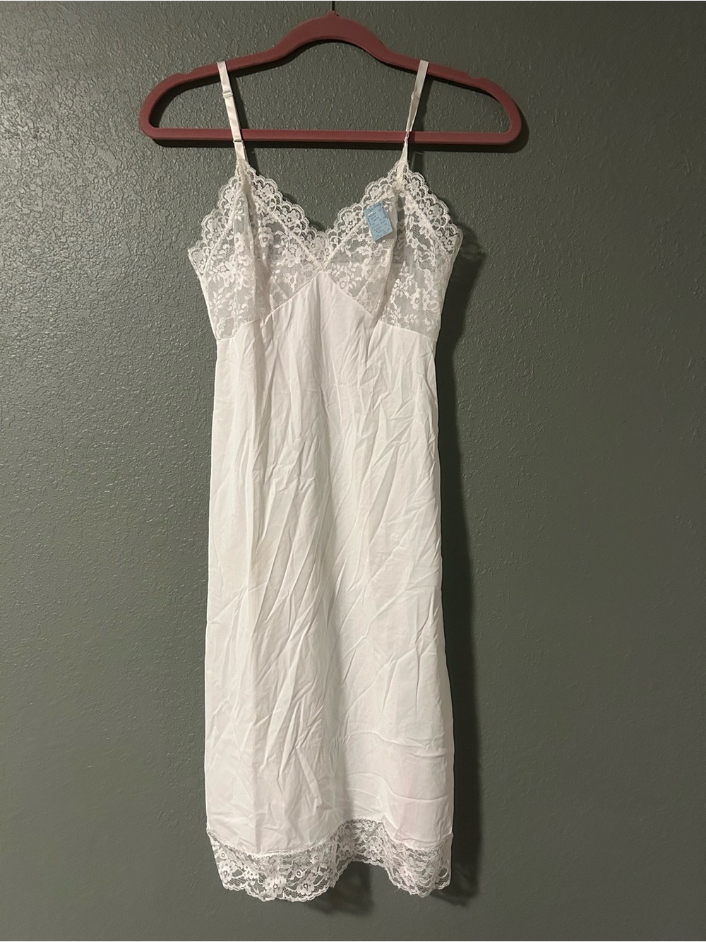 Vintage Van Raalte White lace dress slip with lace trim, size 32 #lingerie